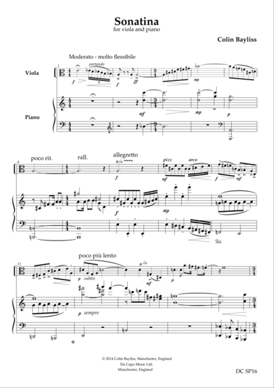 Sonatina for viola and piano Piano scores gallery preview page 1