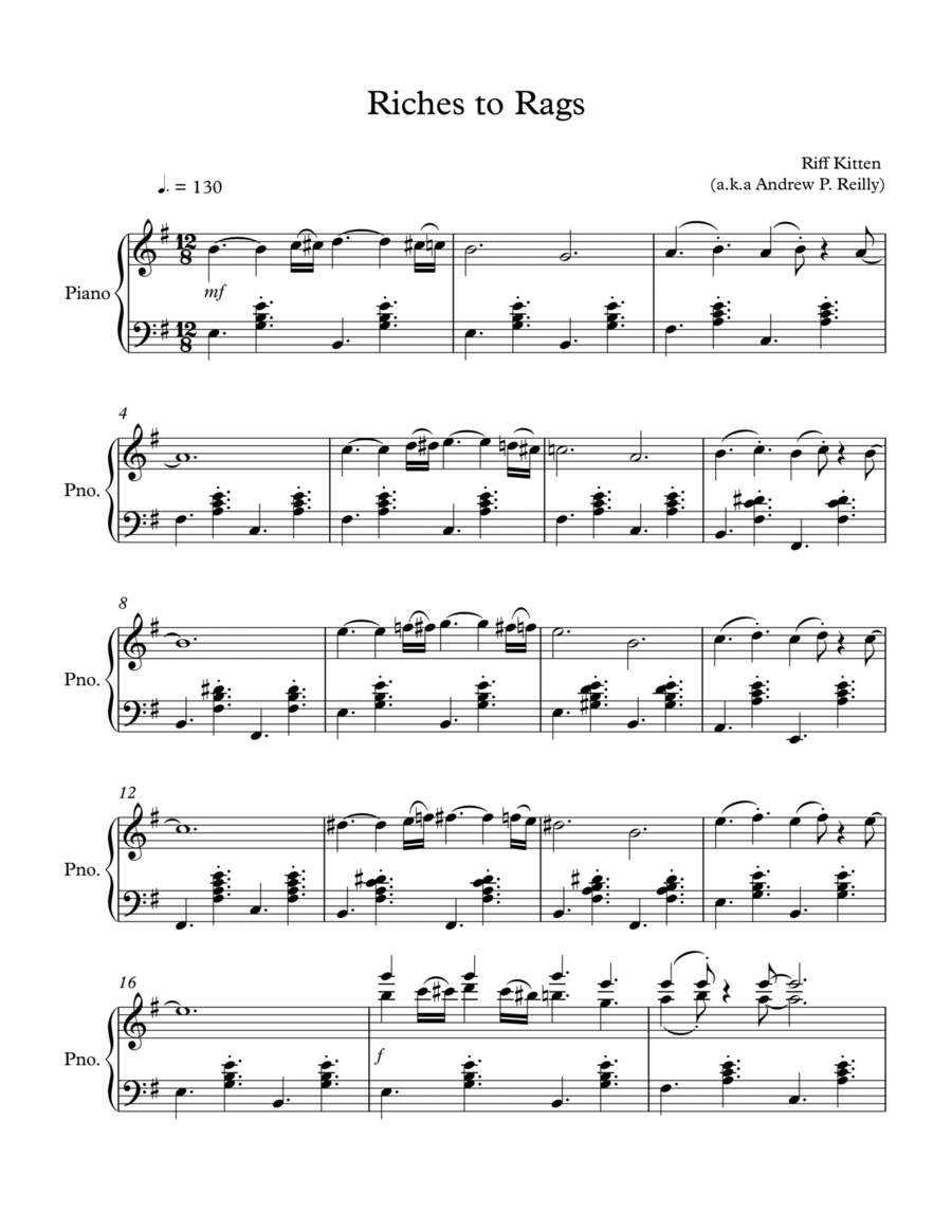Riches to Rags Piano Solo scores gallery preview page 1