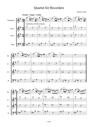 Prelude and Dance, Quartet for Recorders