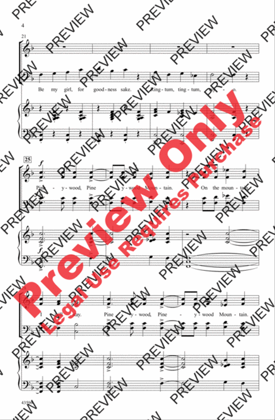 Pineywood Mountain 4-Part scores gallery preview page 4