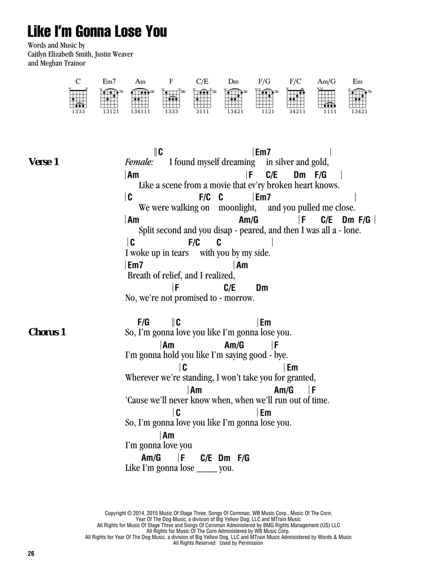 Like I'm Gonna Lose You Like I'm Gonna Lose You Acoustic Guitar scores gallery preview page 1