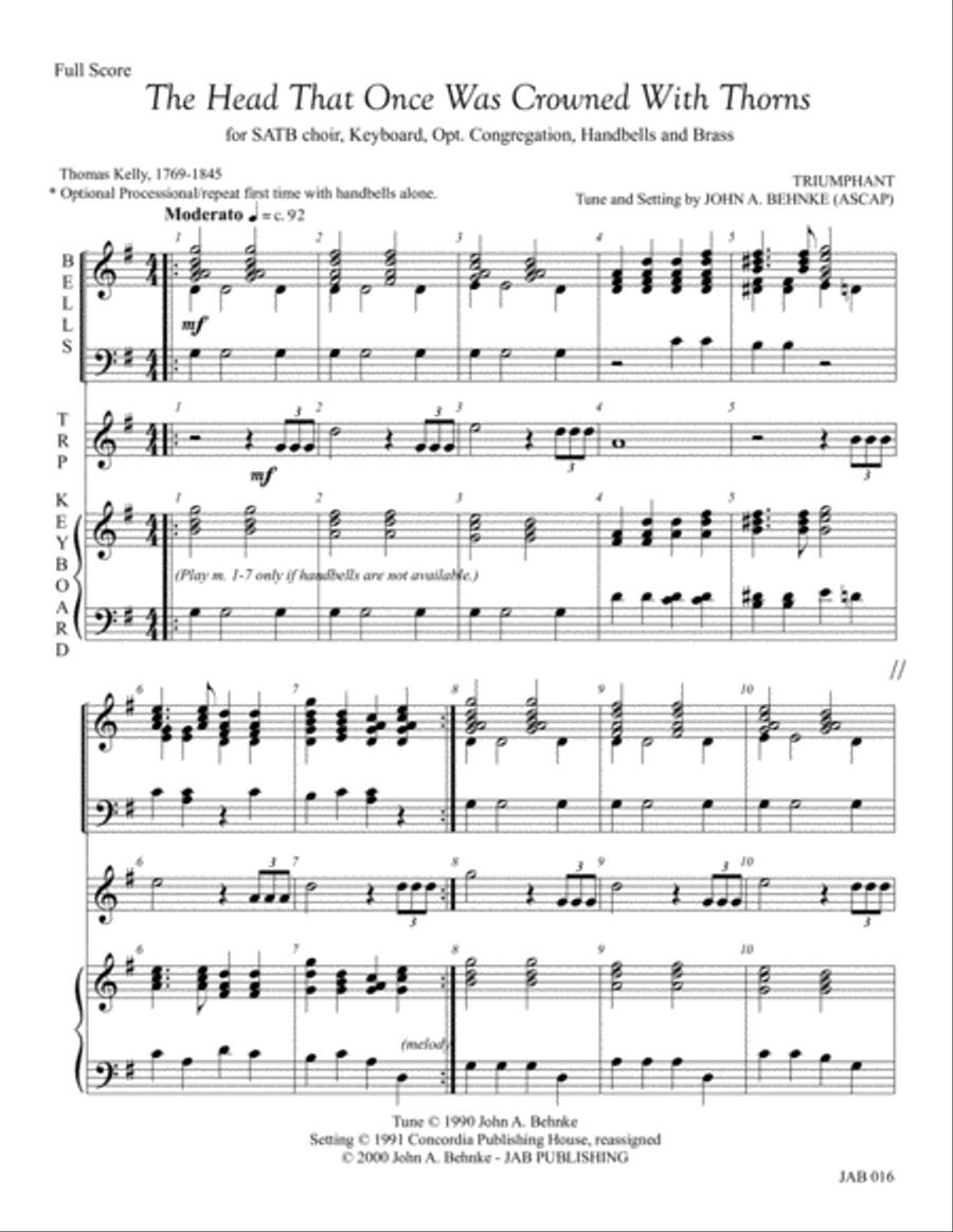 The Head That Once Was Crowned (Full Score) 4-Part scores gallery preview page 1