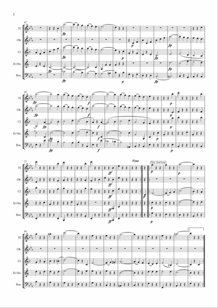 Beethoven: Septet in Eb major Op.20 Mvt.V Scherzo - wind quintet Woodwind Quintet scores gallery preview page 3