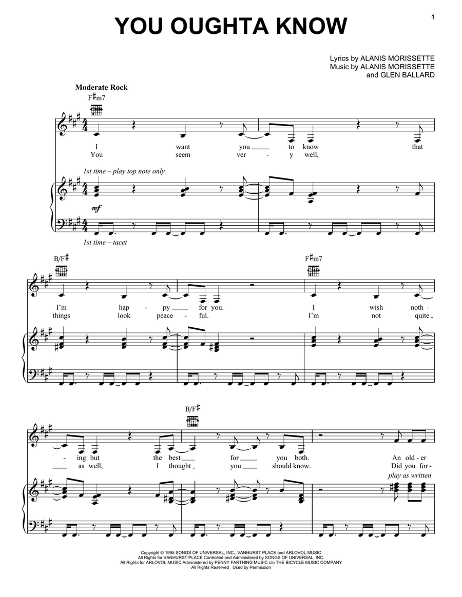 You Oughta Know Acoustic Guitar scores gallery preview page 1