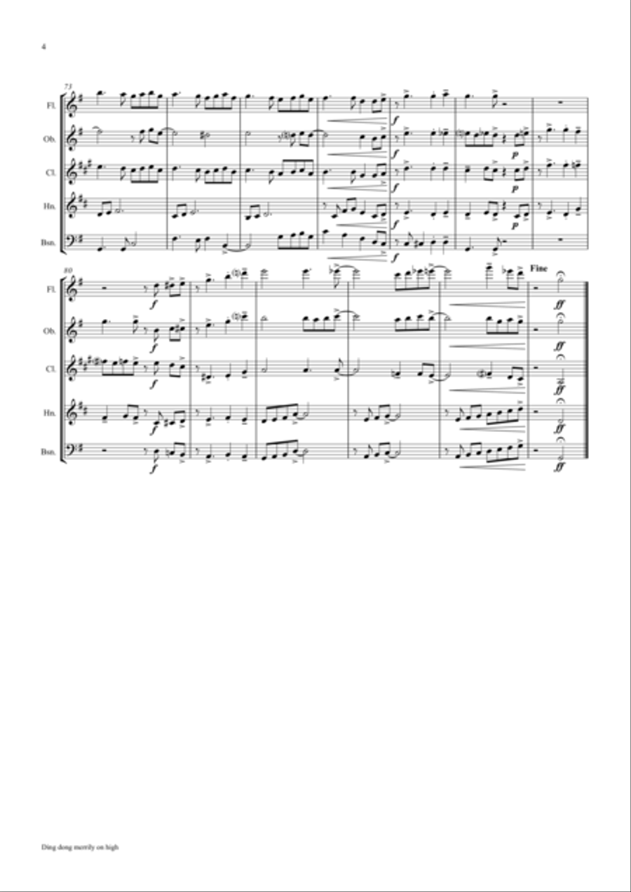 Ding dong merrily on high - Swing - Wind Quintet Woodwind Quintet scores gallery preview page 5