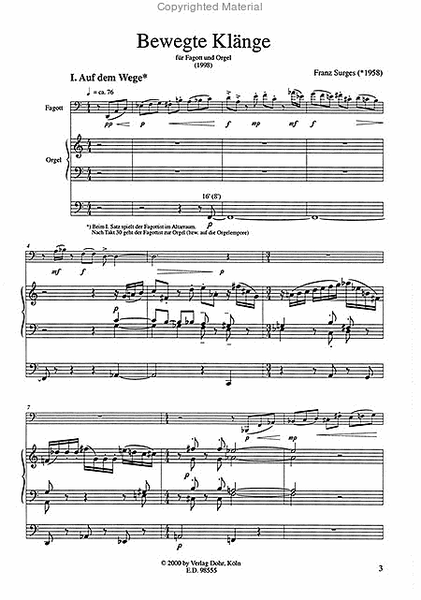 Bewegte Klänge für Fagott und Orgel (1998)