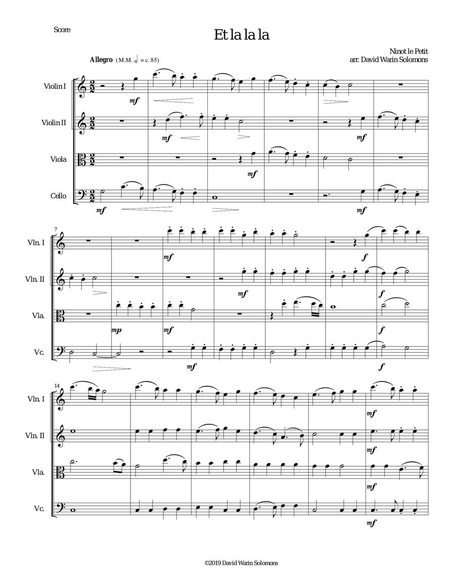Et la la la for string quartet String Quartet scores gallery preview page 1