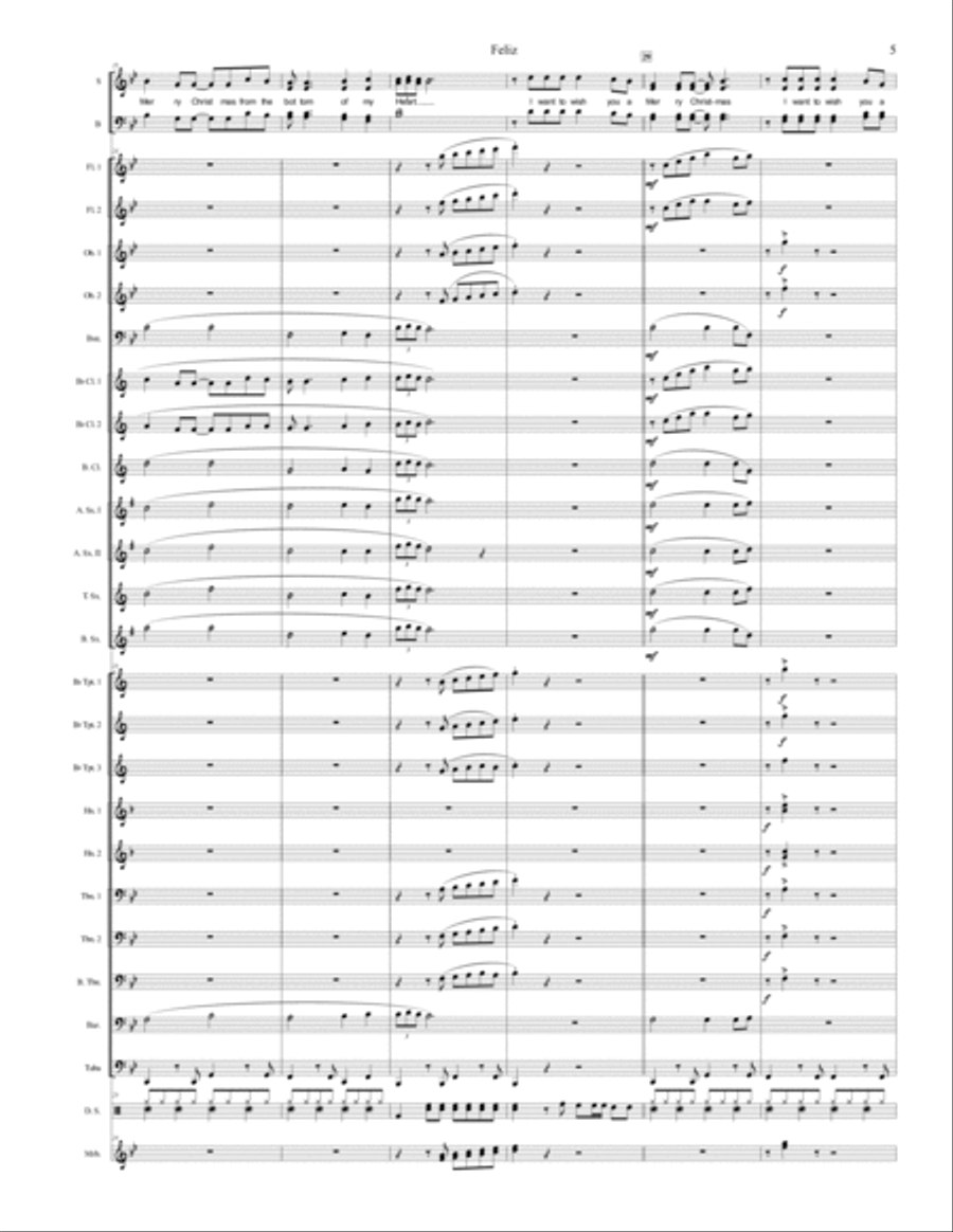 Feliz Navidad Concert Band scores gallery preview page 5