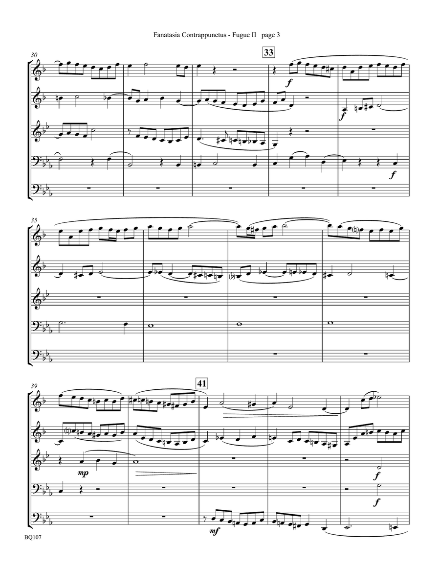 Fugue #2 from Fantasia Contrappuntistica for Brass Quintet Brass Quintet scores gallery preview page 4
