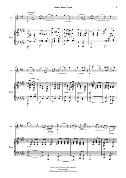 Salut d'Amour by Elgar - Violin and Piano (Full Score and Parts) image number null