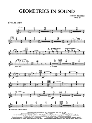 Book cover for Geometrics in Sound, Op. 29: E-flat Soprano Clarinet