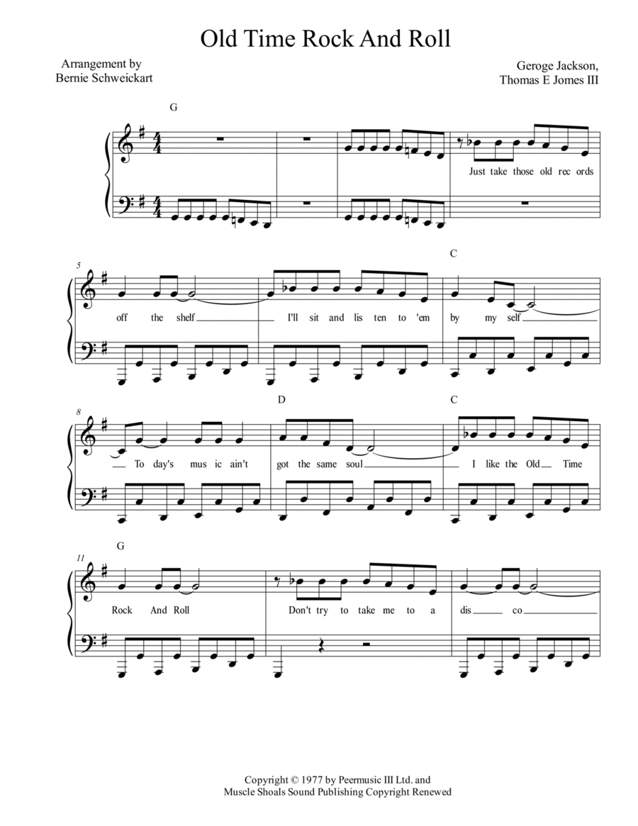 Old Time Rock & Roll Piano, Vocal scores gallery preview page 1