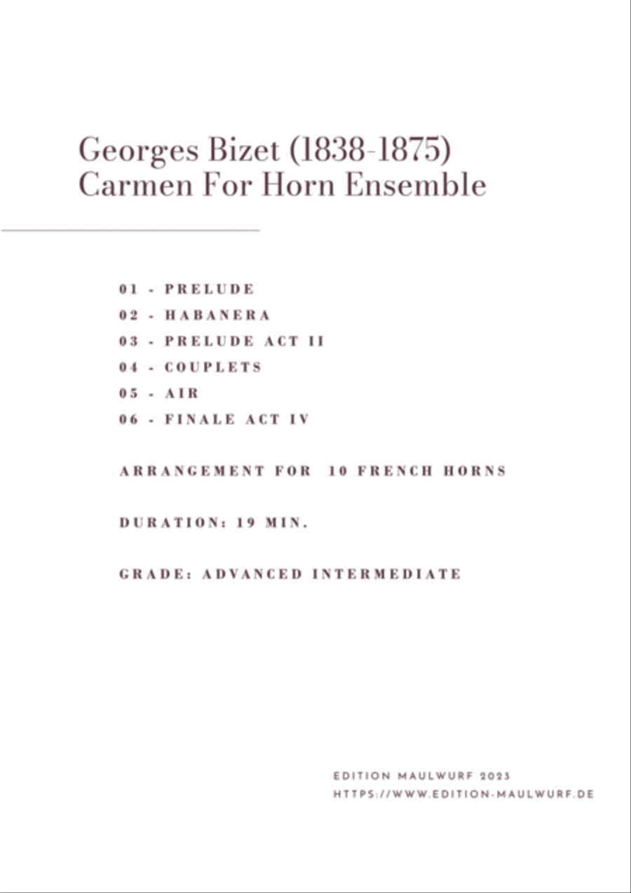 Carmen For Horn Ensemble Carmen For Horn Ensemble Horn scores gallery preview page 2