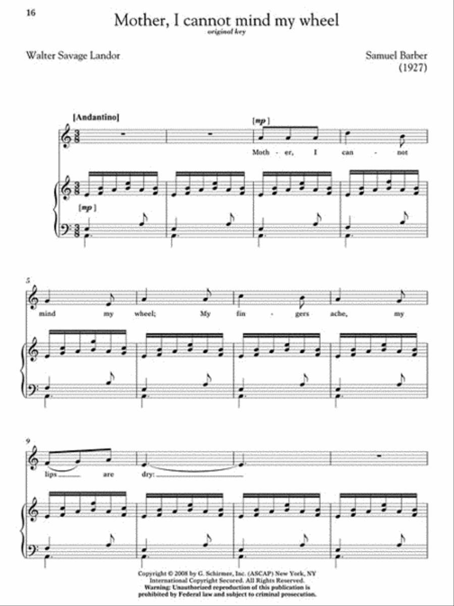 Samuel Barber – 10 Selected Songs High Voice scores gallery preview page 6