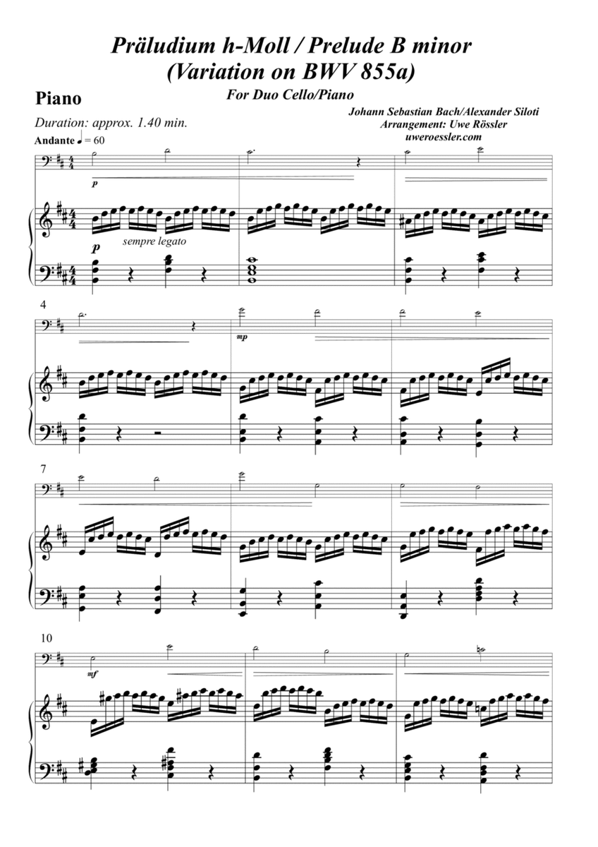 Präludium h-Moll / Prelude b minor BWV 855a Bach / Siloti