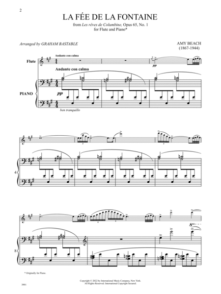 La Fee de la Fontaine from "Les reves de Columbine", Op. 65, No. 1 , for Flute and Piano