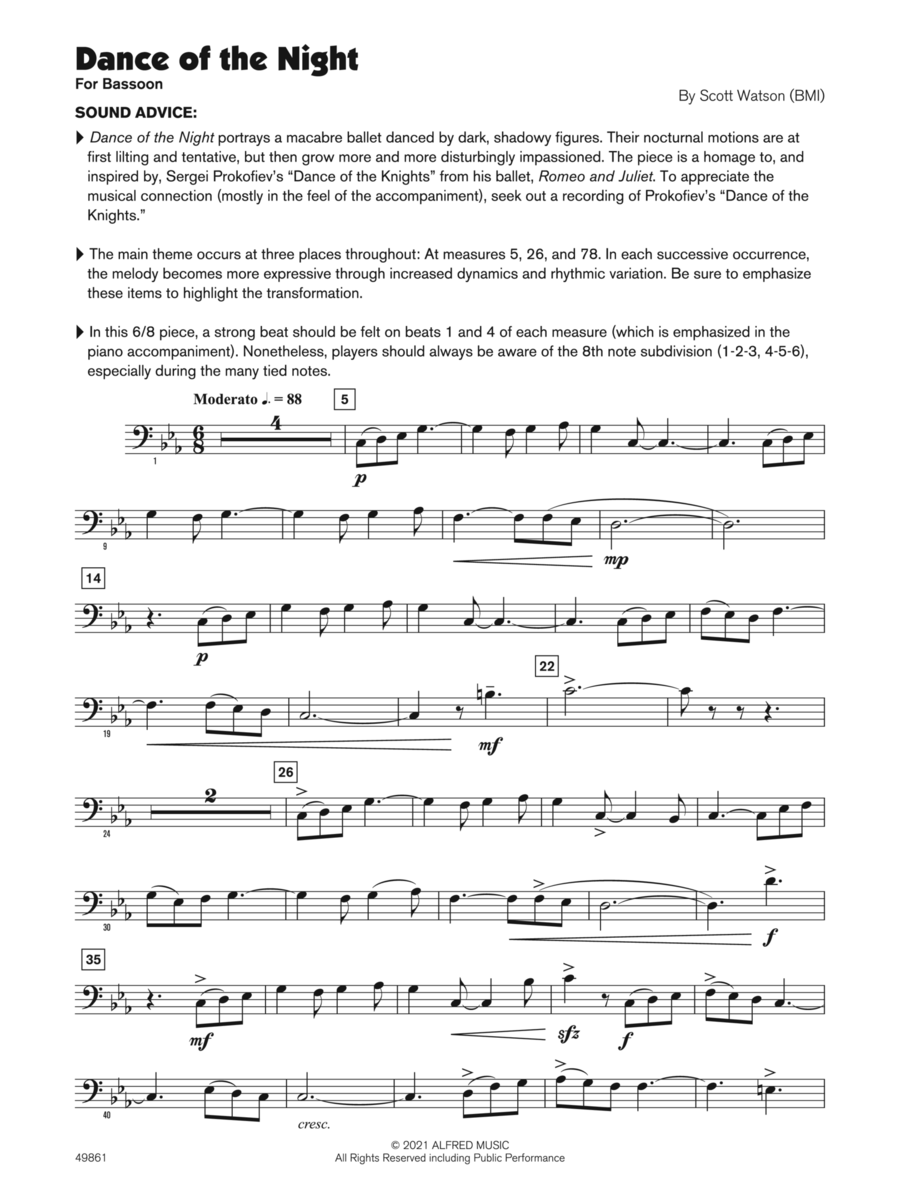 Dance of the Night (Sound Innovations Soloist, Bassoon) Small Ensemble scores gallery preview page 1