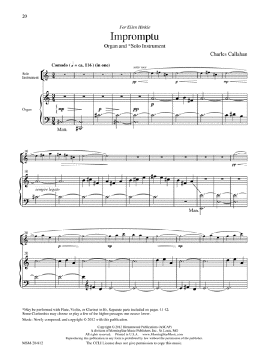 Organ Plus! Five Pieces for Organ + 1 or 2 Instruments, Volume 3 image number null