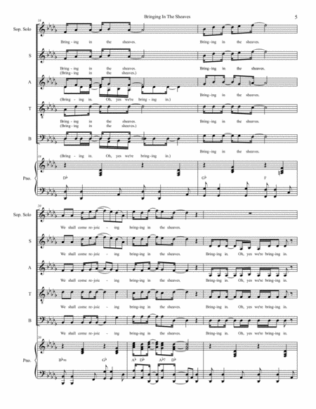 Bringing In The Sheaves (Soprano Solo with SATB) image number null