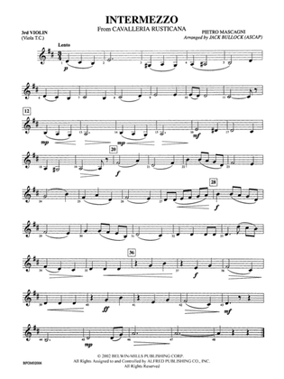 Intermezzo (from Cavalleria Rusticana): 3rd Violin (Viola [TC])
