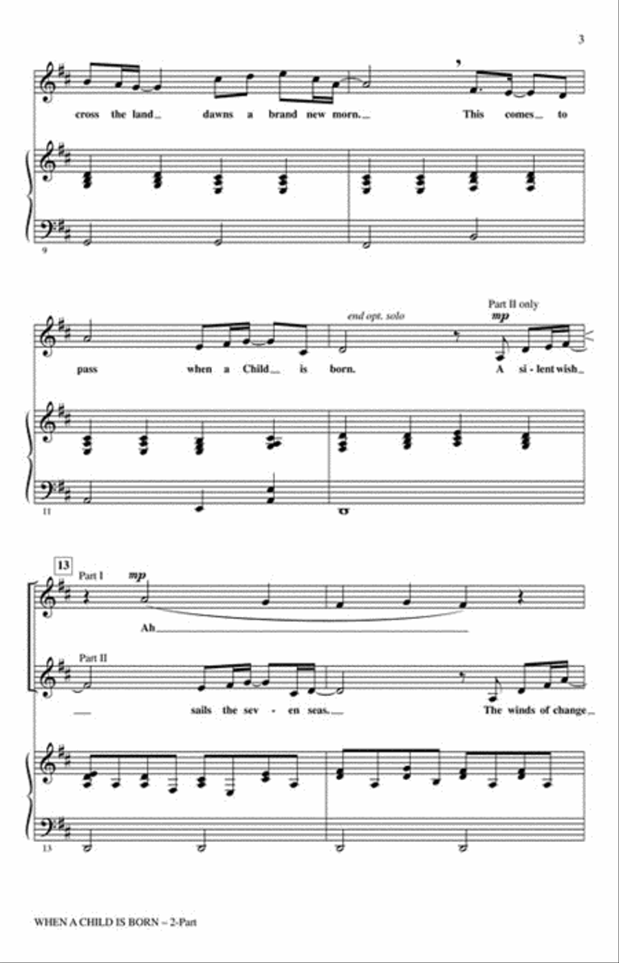 When a Child Is Born (Soleado) 2-Part scores gallery preview page 3
