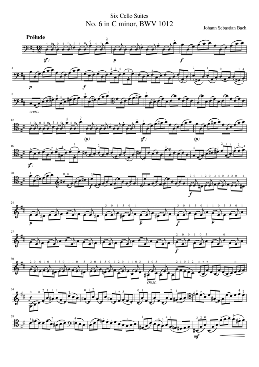 J.S.Bach - Cello Suite No.6 in D major, BWV 1012 - For Solo Original Complete image number null