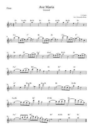 Ave Maria (Gounod) for Flute Solo with Chords (Eb Major)