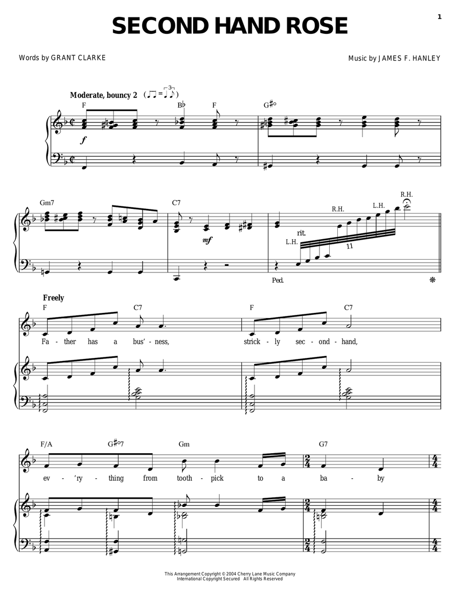 Second Hand Rose Piano, Vocal, Guitar scores gallery preview page 1