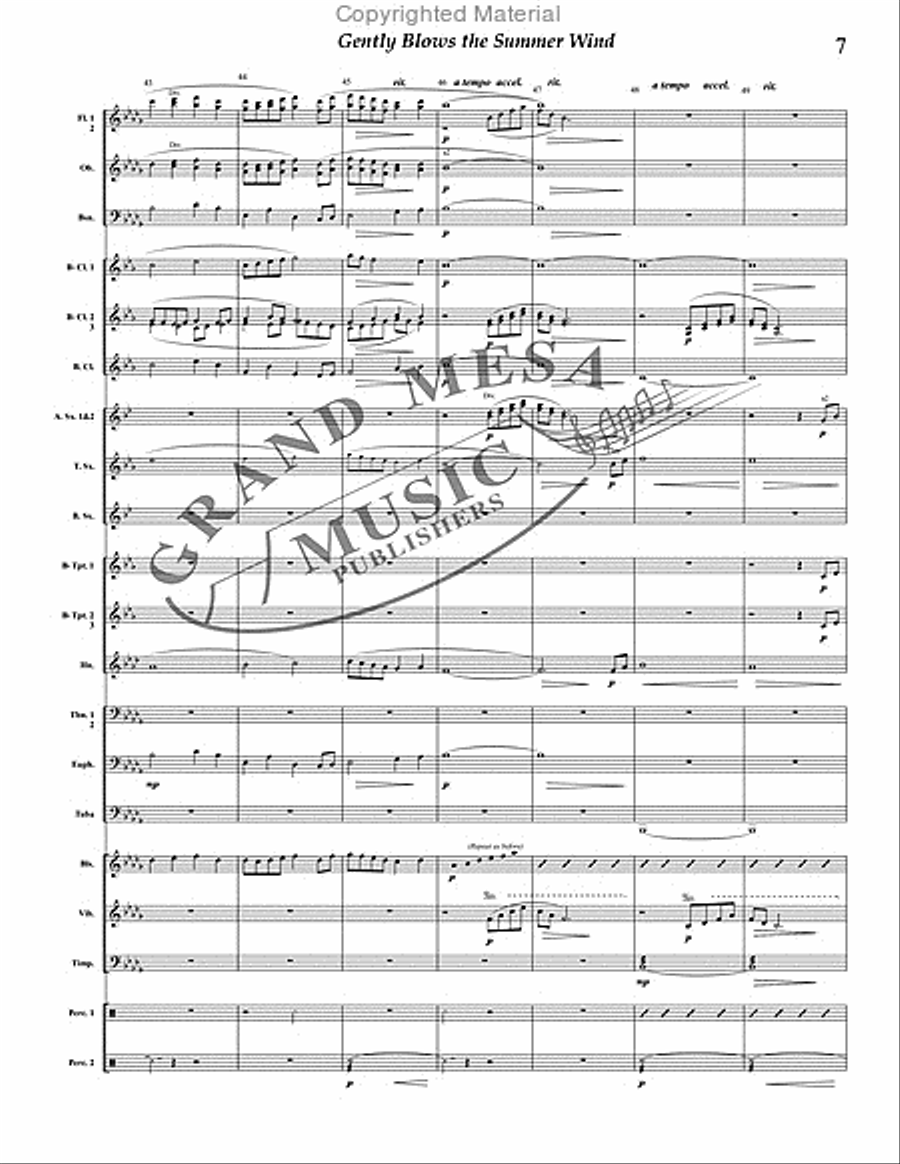 Gently Blows the Summer Wind Concert Band scores gallery preview page 8