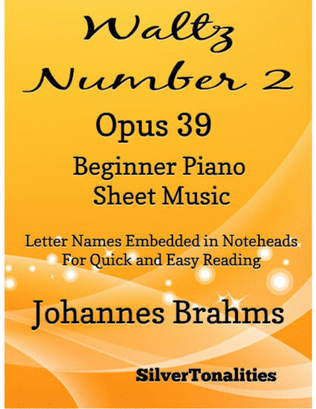 Book cover for Waltz Number 2 Opus 39 Beginner Piano Sheet Music