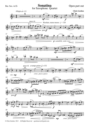 Sonatina for Saxophone Quartet (Baritone Saxophone Part)