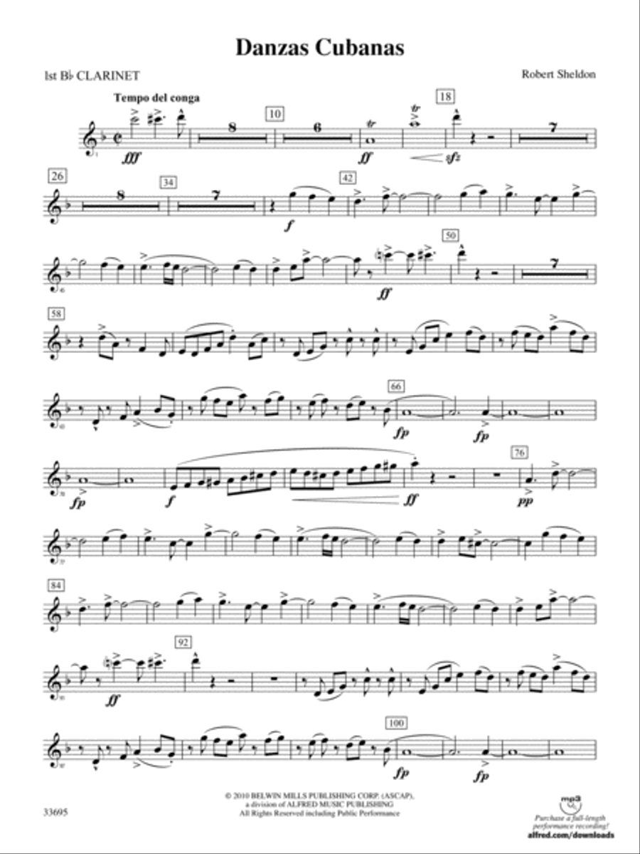 Danzas Cubanas: 1st B-flat Clarinet Full Orchestra scores gallery preview page 1