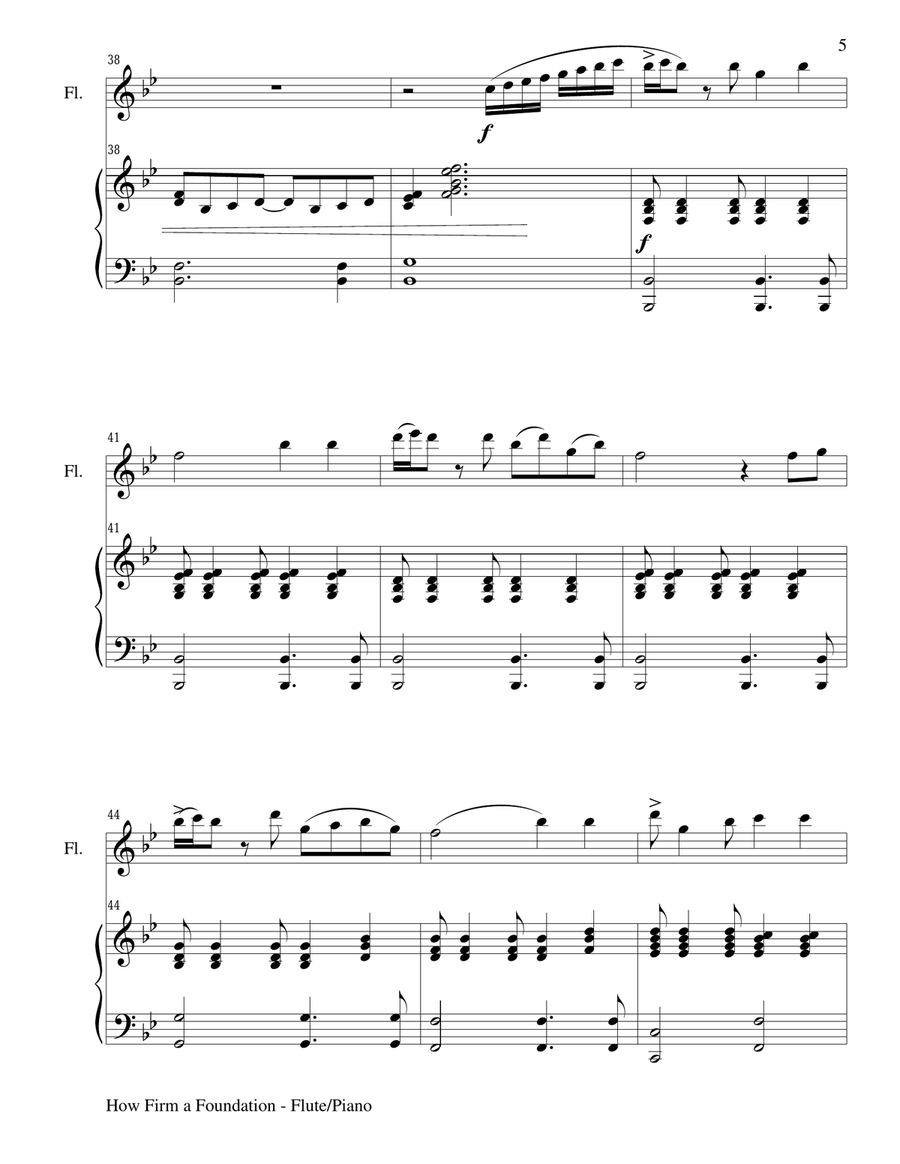 HOW FIRM A FOUNDATION (Flute/Piano and Flute Part) Flute scores gallery preview page 5