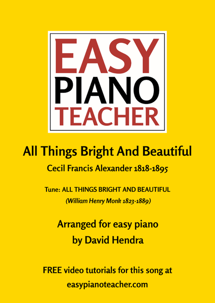 All Things Bright And Beautiful (hymn) for EASY PIANO with FREE video tutorials image number null