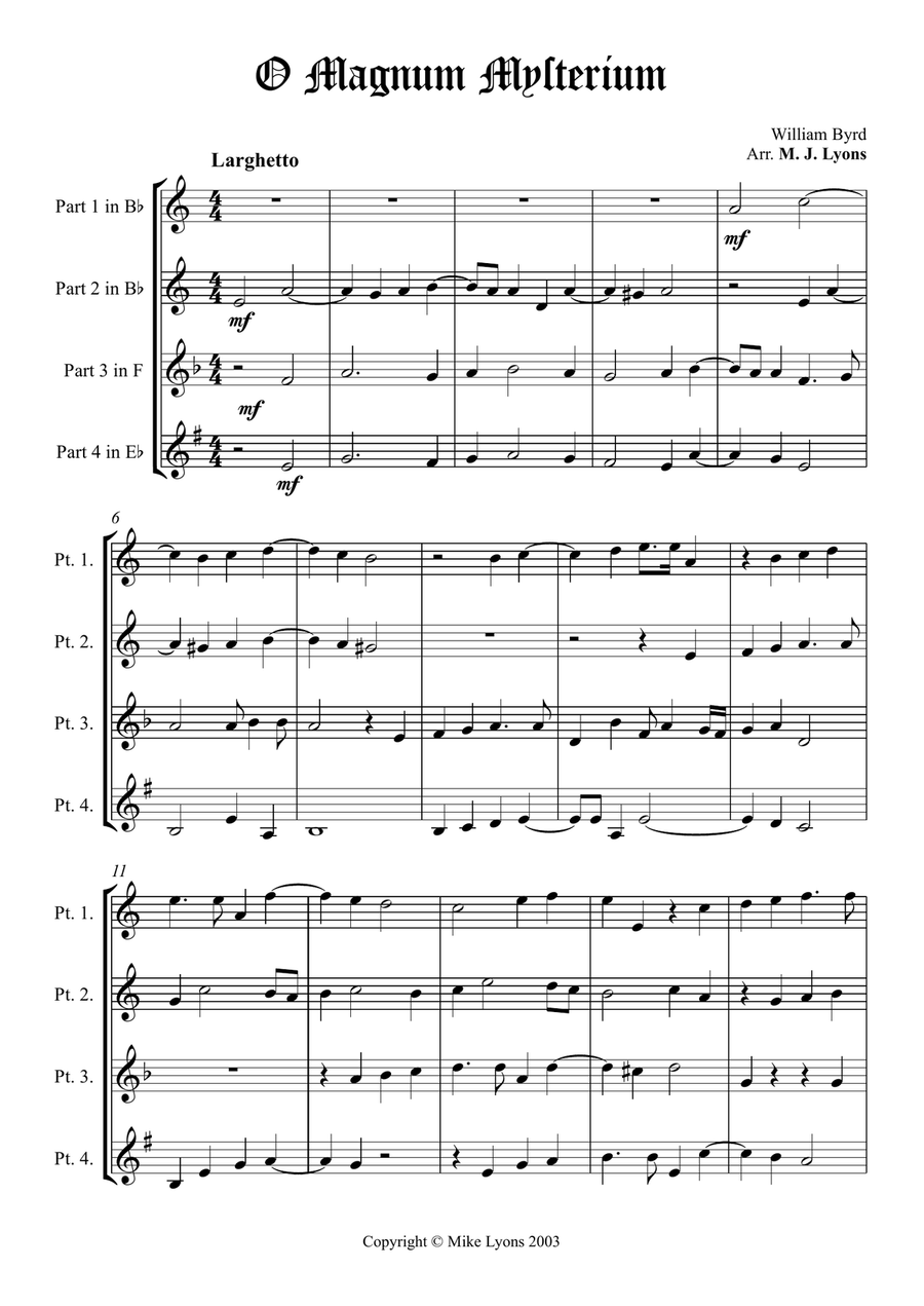O Magnum Mysterium - William Byrd (Brass quartet) Brass Quartet scores gallery preview page 3