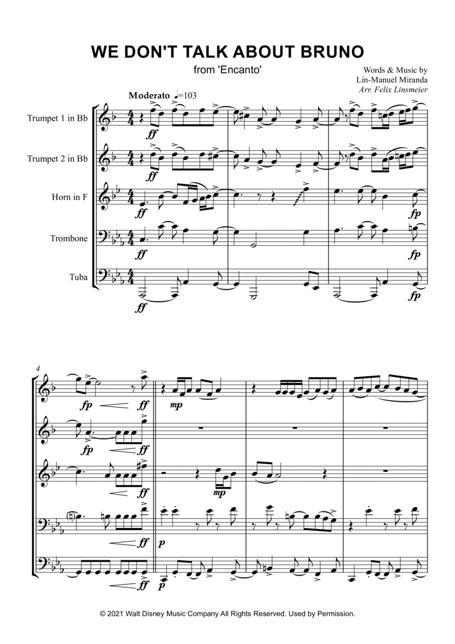 We Don't Talk About Bruno Brass Ensemble scores gallery preview page 1
