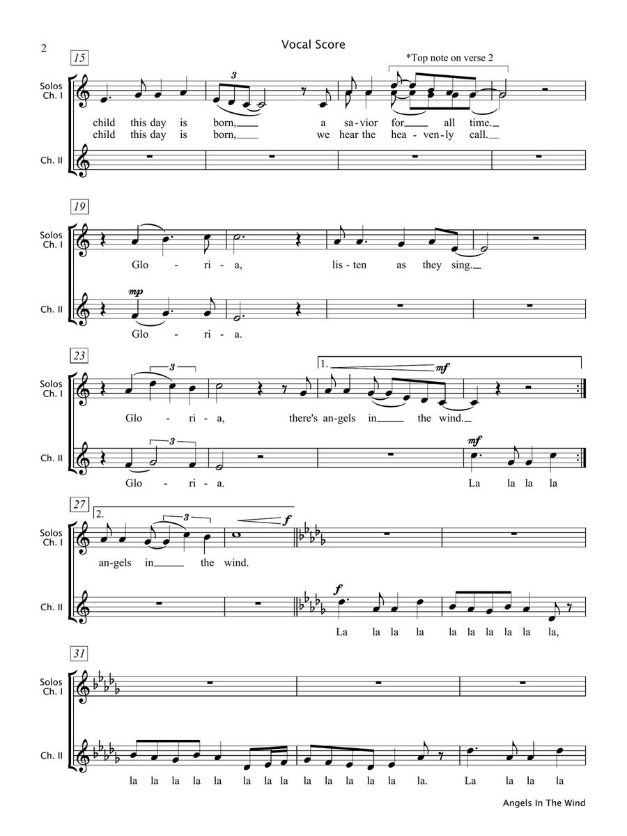 Angels In The Wind (Vocal Score) 2-Part scores gallery preview page 2