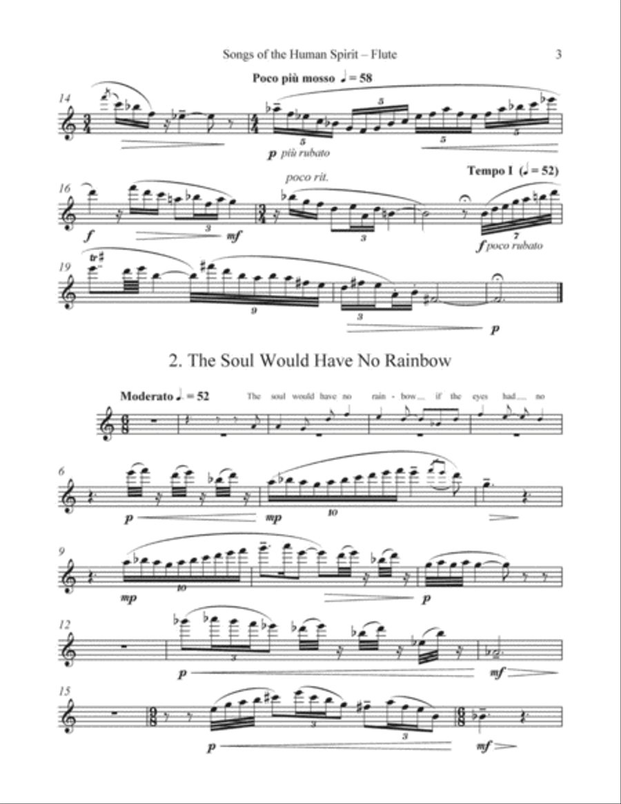 Songs of the Human Spirit (Downloadable Flute Part) Flute scores gallery preview page 2