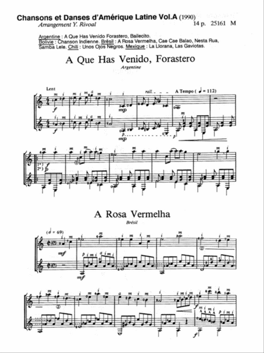 Chansons et danses d'Amerique latine - Volume A Acoustic Guitar scores gallery preview page 2
