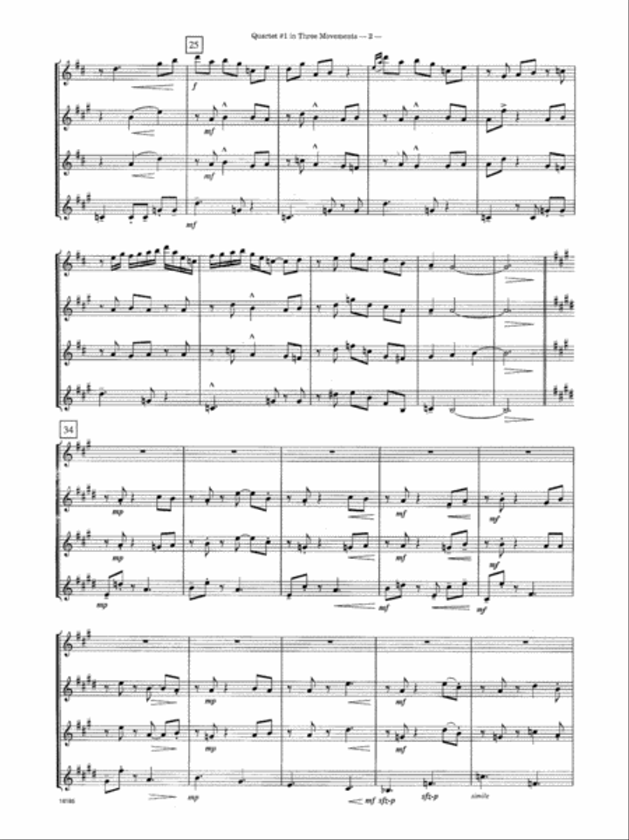 Quartet #1 In Three Movements Saxophone Quartet scores gallery preview page 3