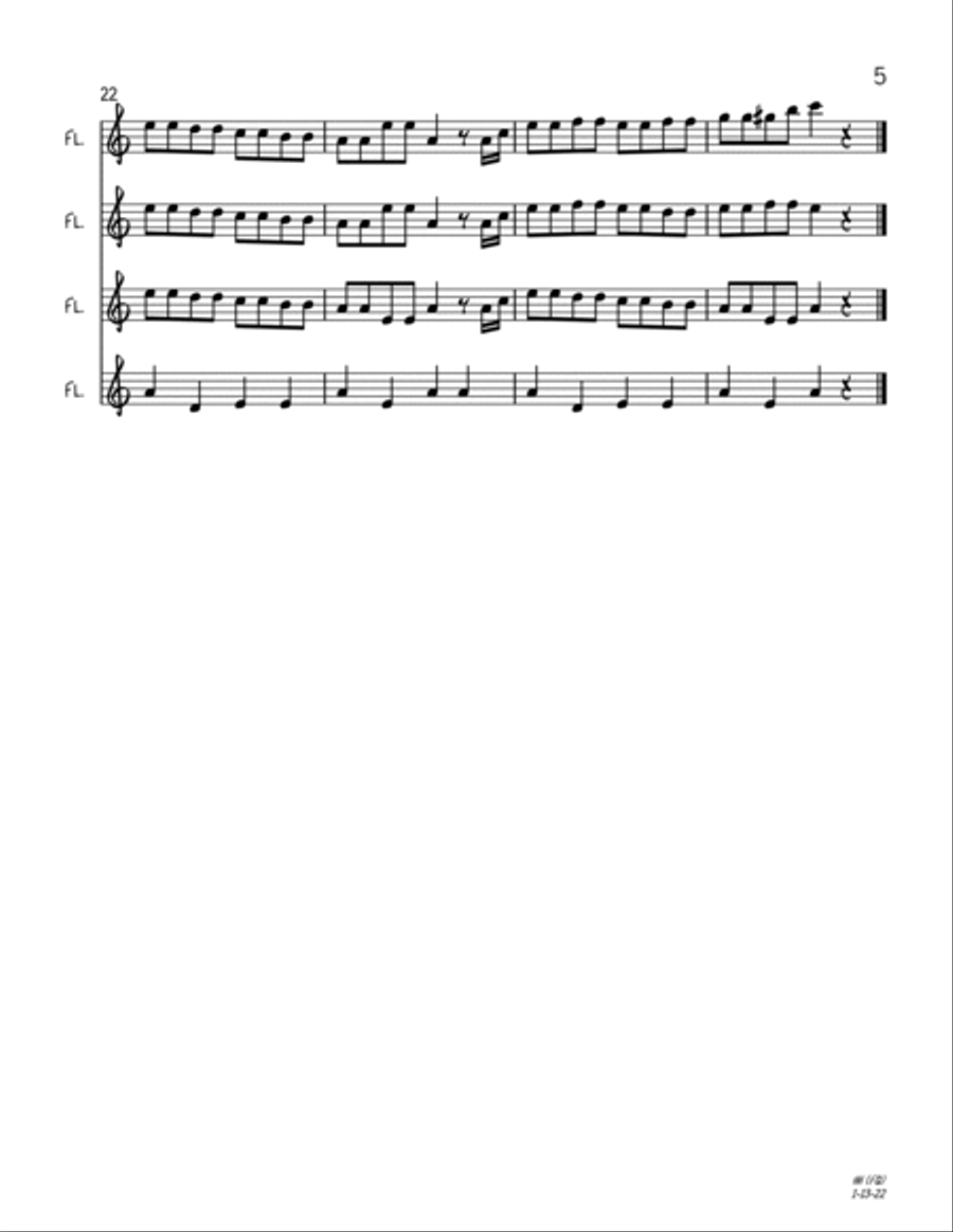 Hanerot Halalu (Flute Quartet) Flute Quartet scores gallery preview page 5