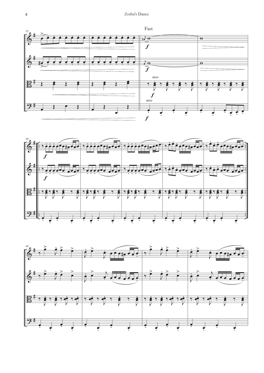 Zorbas Dance Zorbas Dance String Quartet scores gallery preview page 6