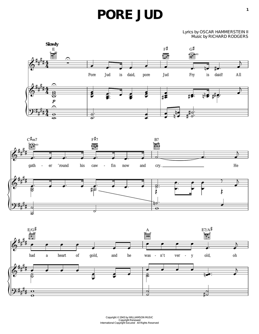 Pore Jud Is Daid (from Oklahoma!) Guitar scores gallery preview page 1