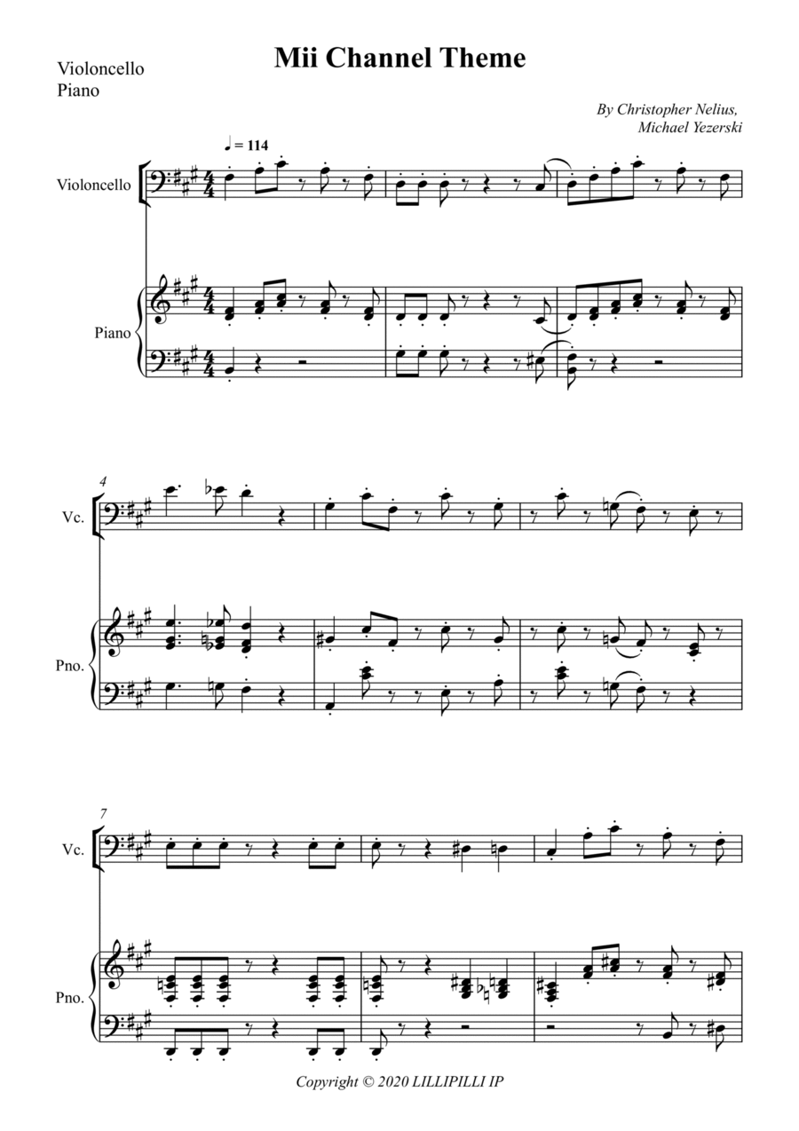 Mii Channel Theme Piano scores gallery preview page 1