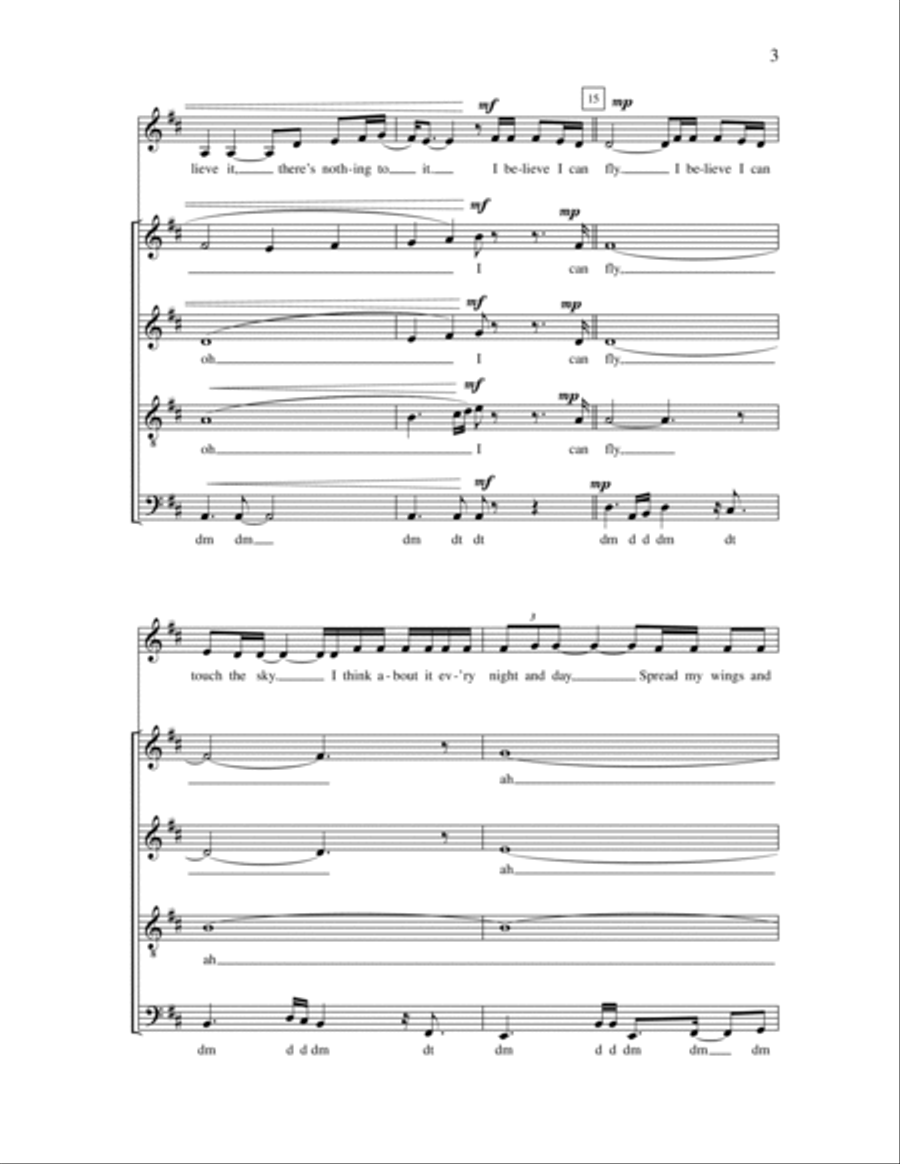 I Believe I Can Fly 4-Part scores gallery preview page 3