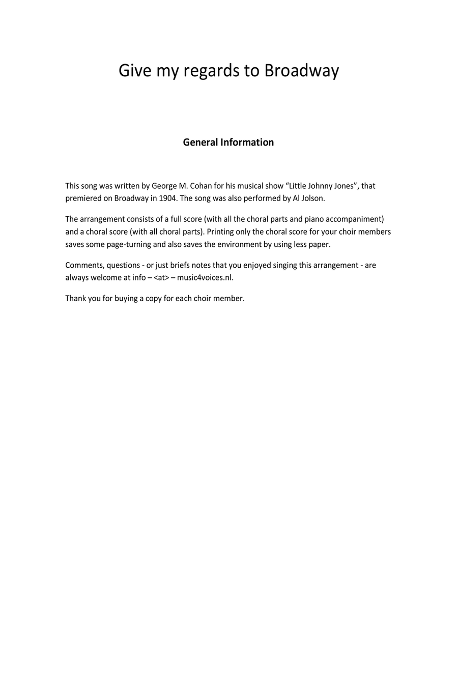 Give my regards to Broadway TTBB scores gallery preview page 2