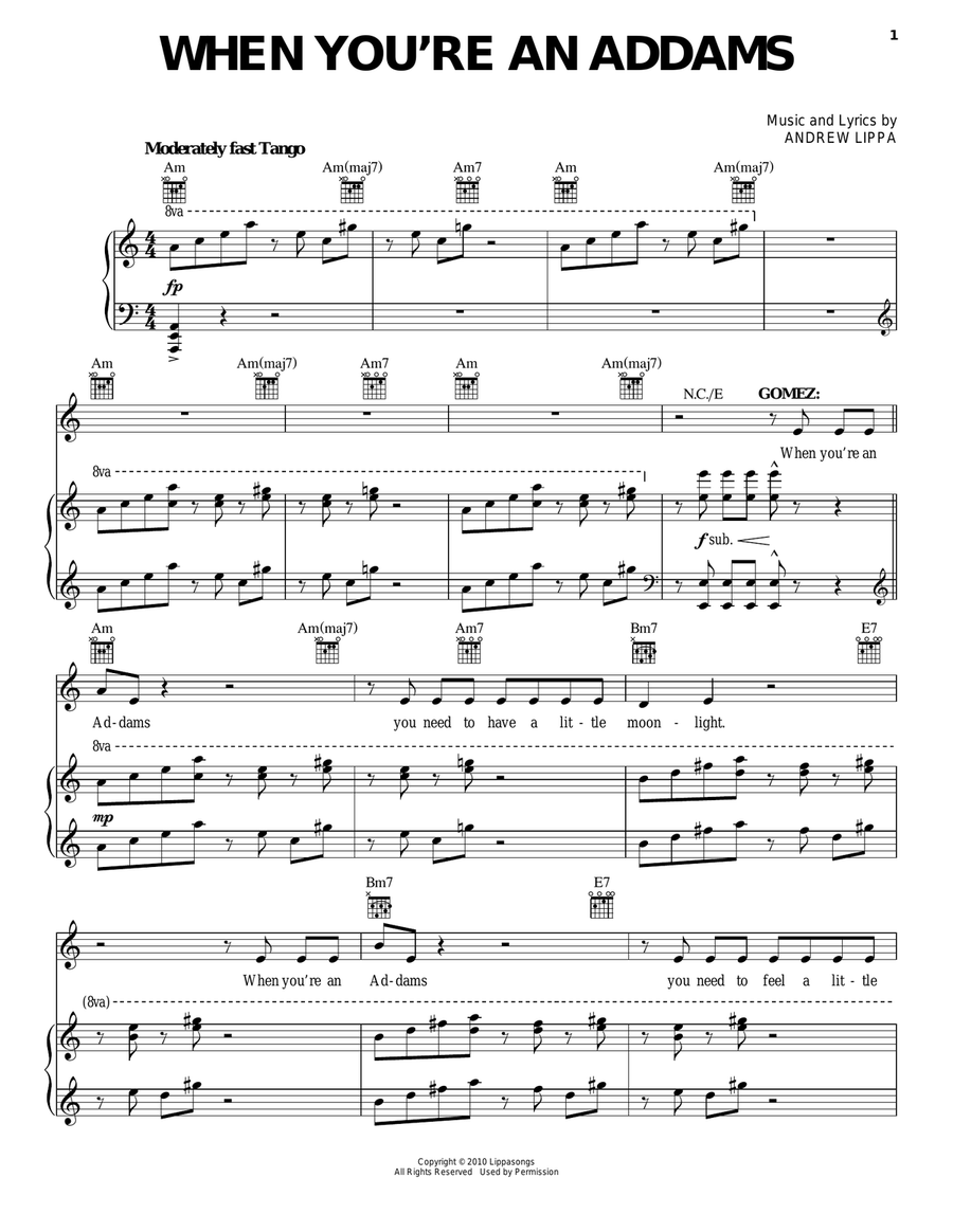 When You're An Addams When You're An Addams Piano, Vocal scores gallery preview page 1