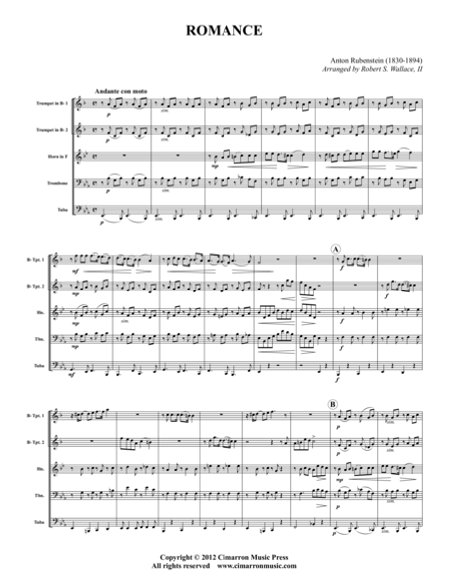 Romance Brass Quintet scores gallery preview page 1