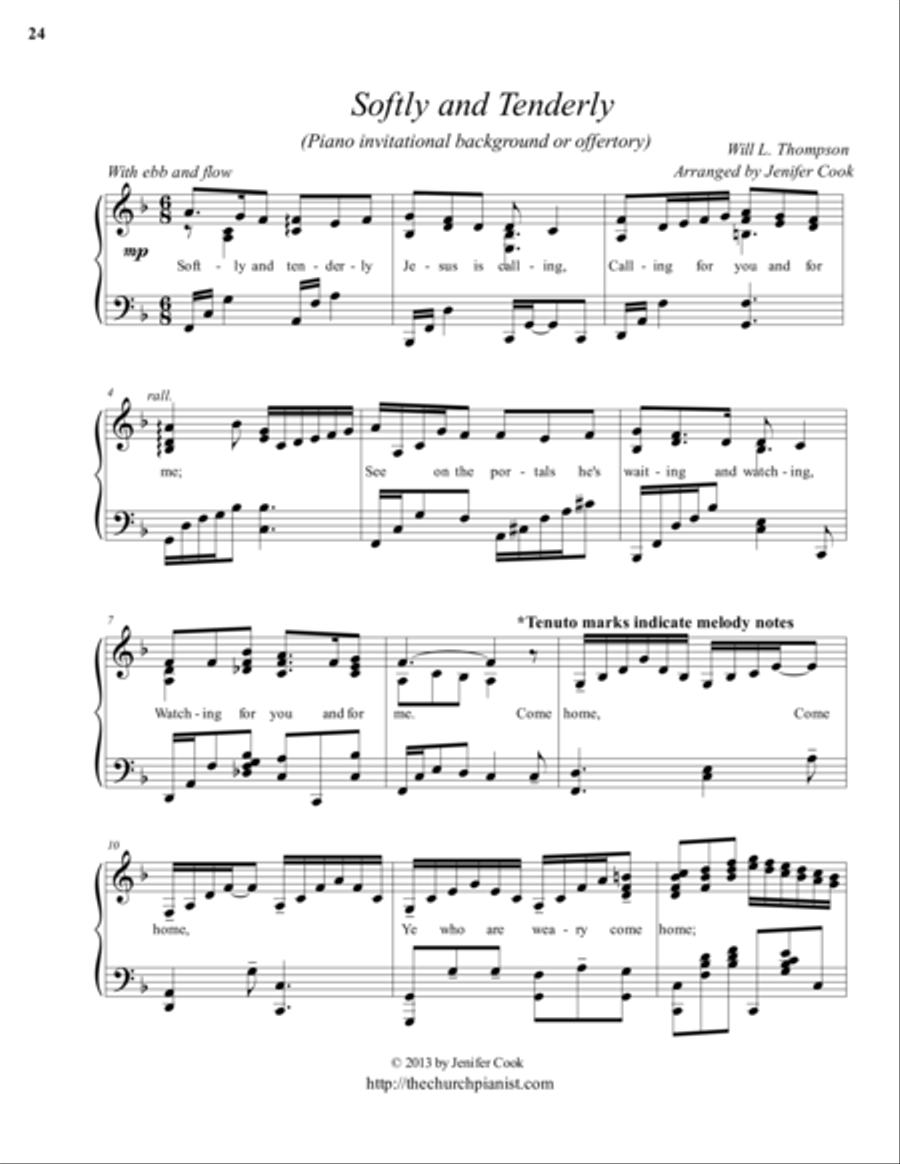 Softly and Tenderly Piano Solo scores gallery preview page 1