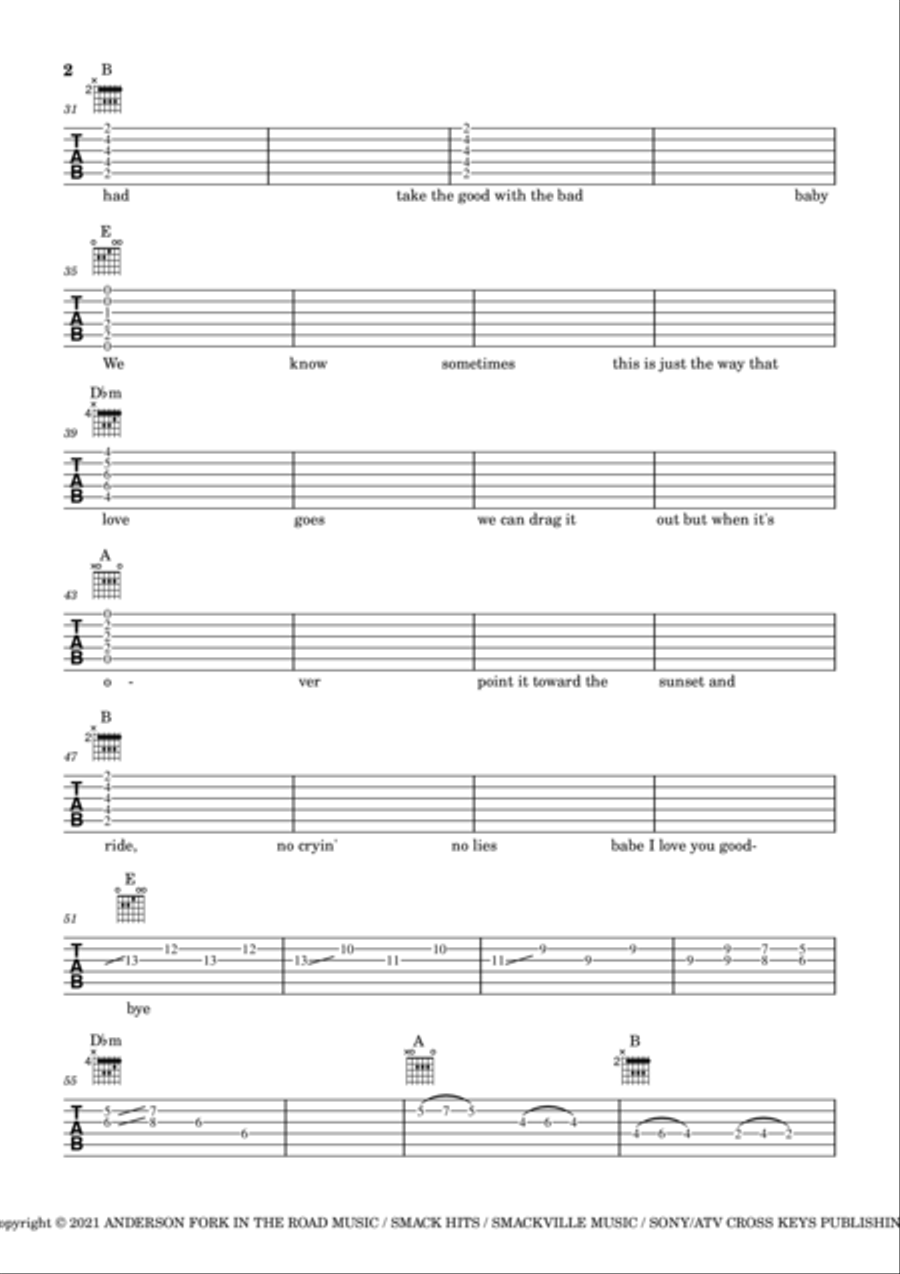 I Love You Goodbye Guitar Tablature scores gallery preview page 2